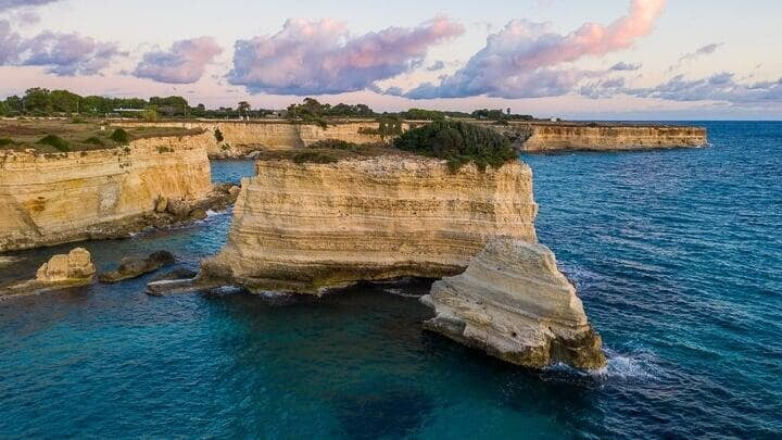 Cliffs of Salento coast in southern Puglia, Italy