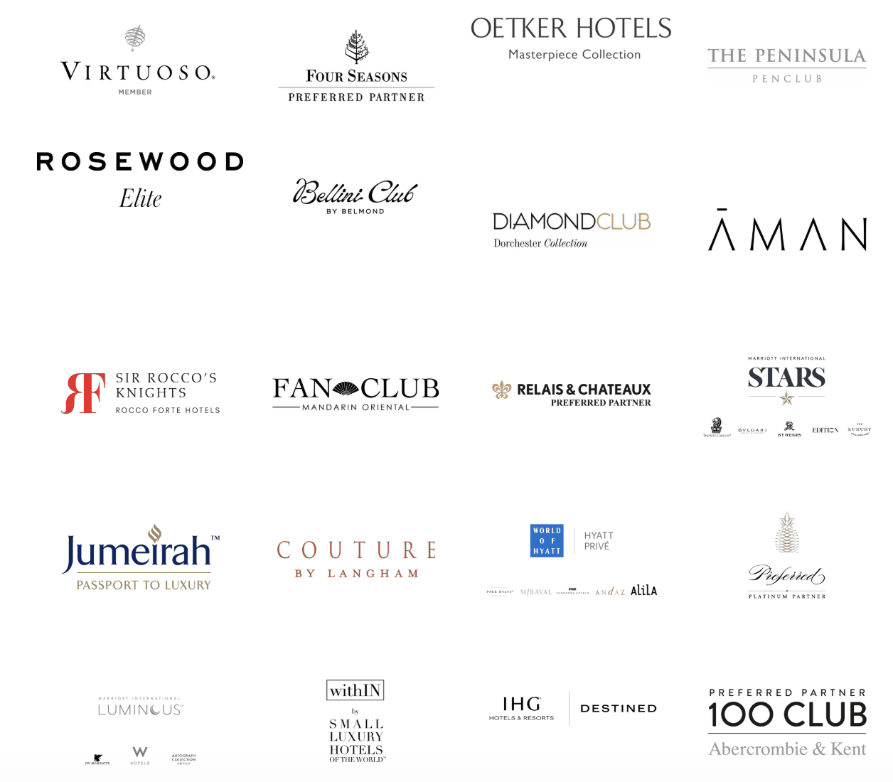 Sentiero Custom Travel preferred partners — Virtuoso and Huffman Travel affiliations